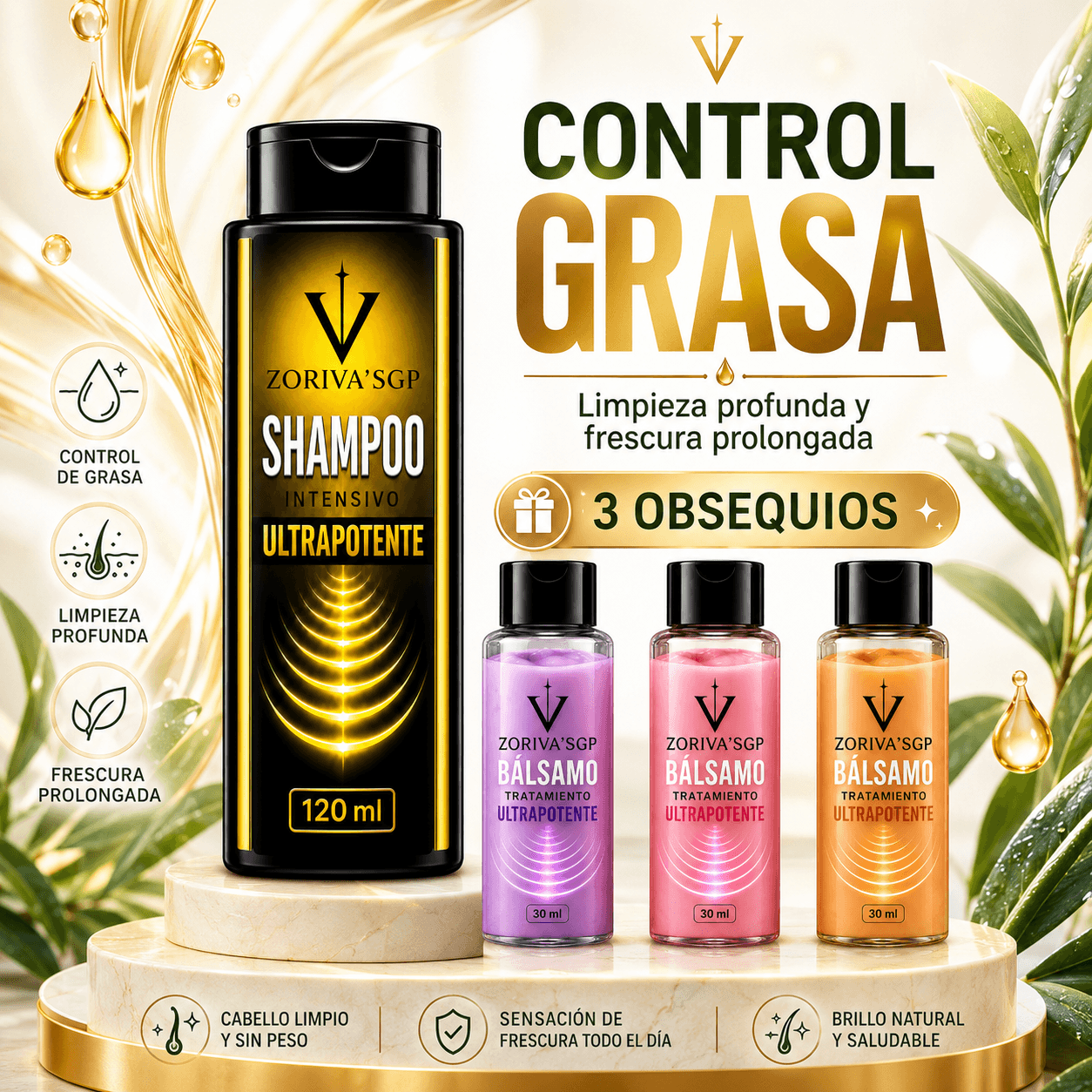 SHAMPOO CONTROL GRASA + 3 OBSEQUIOS