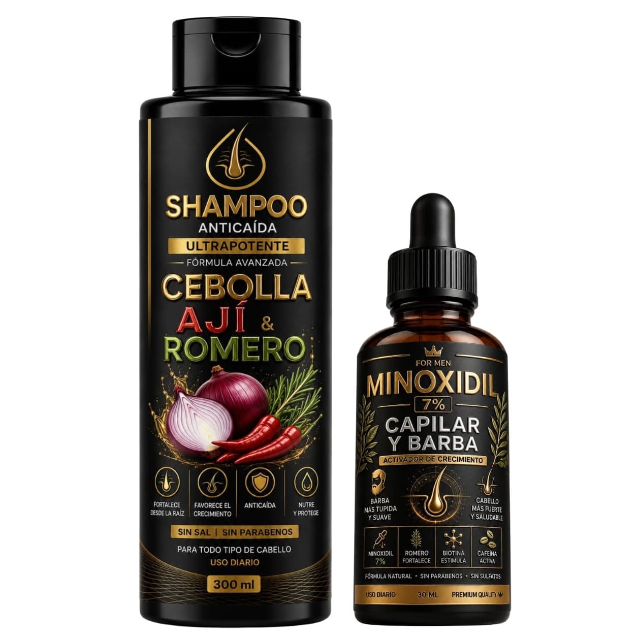 SHAMPOO CEBOLLA-AJI-ROMERO + OBSEQUIO