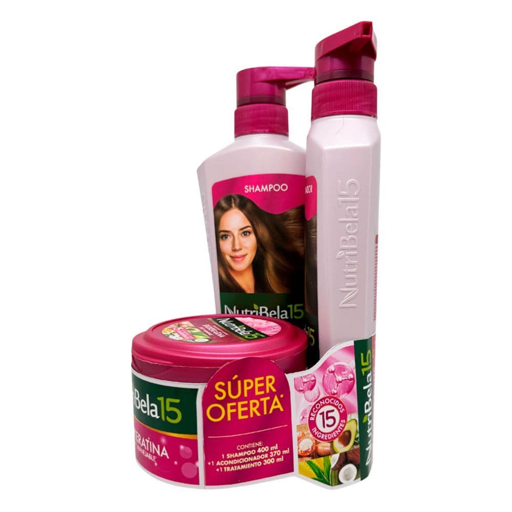 Shampoo NUTRIBELA biokeratina acondicionador (3 und)