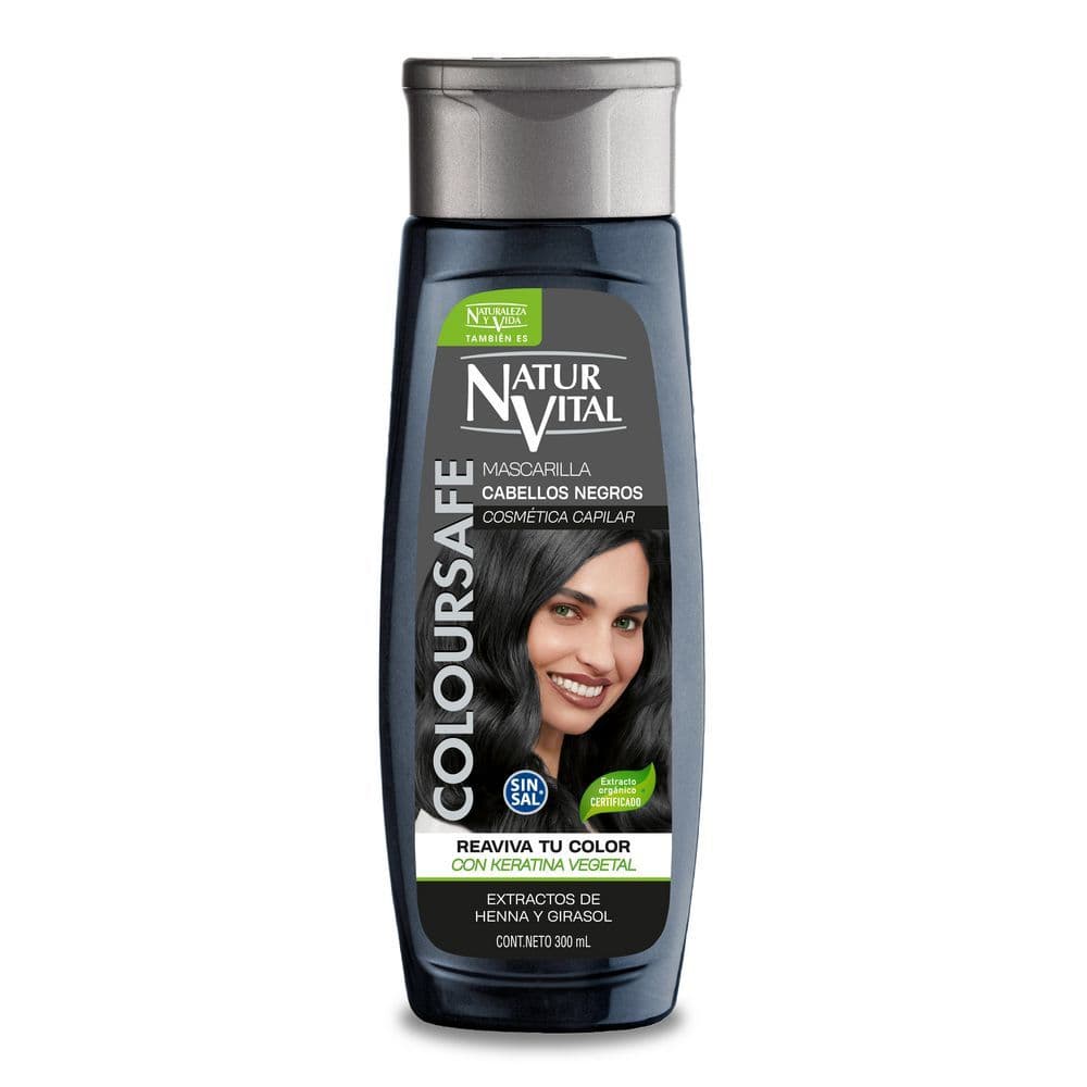 Mascarilla capilar NATURALEZA VIDA matizante cabellos negros (300 ml)